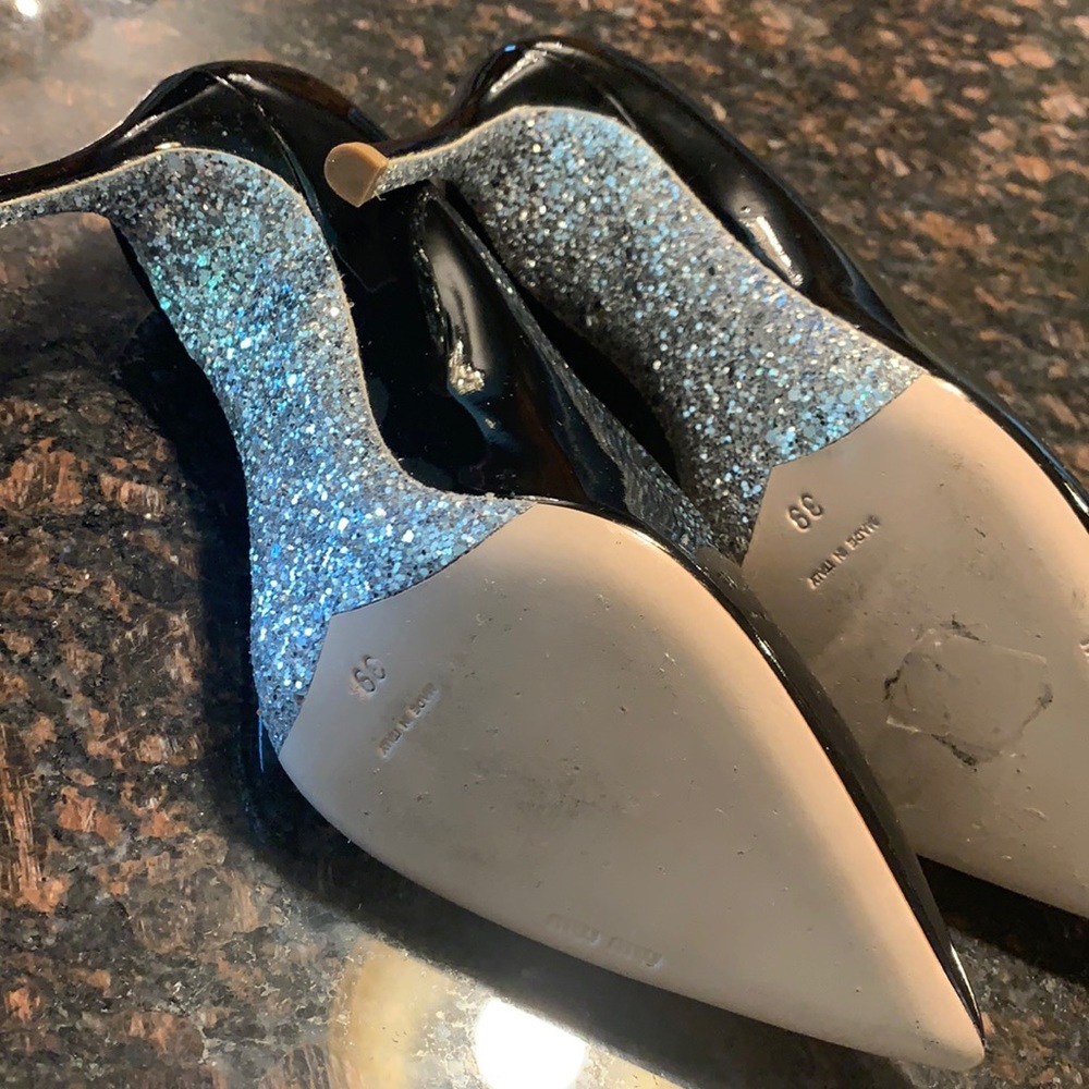 Miu Miu Glitter Sole Patent Pointed-Toe Pump Sz 39 - image 5
